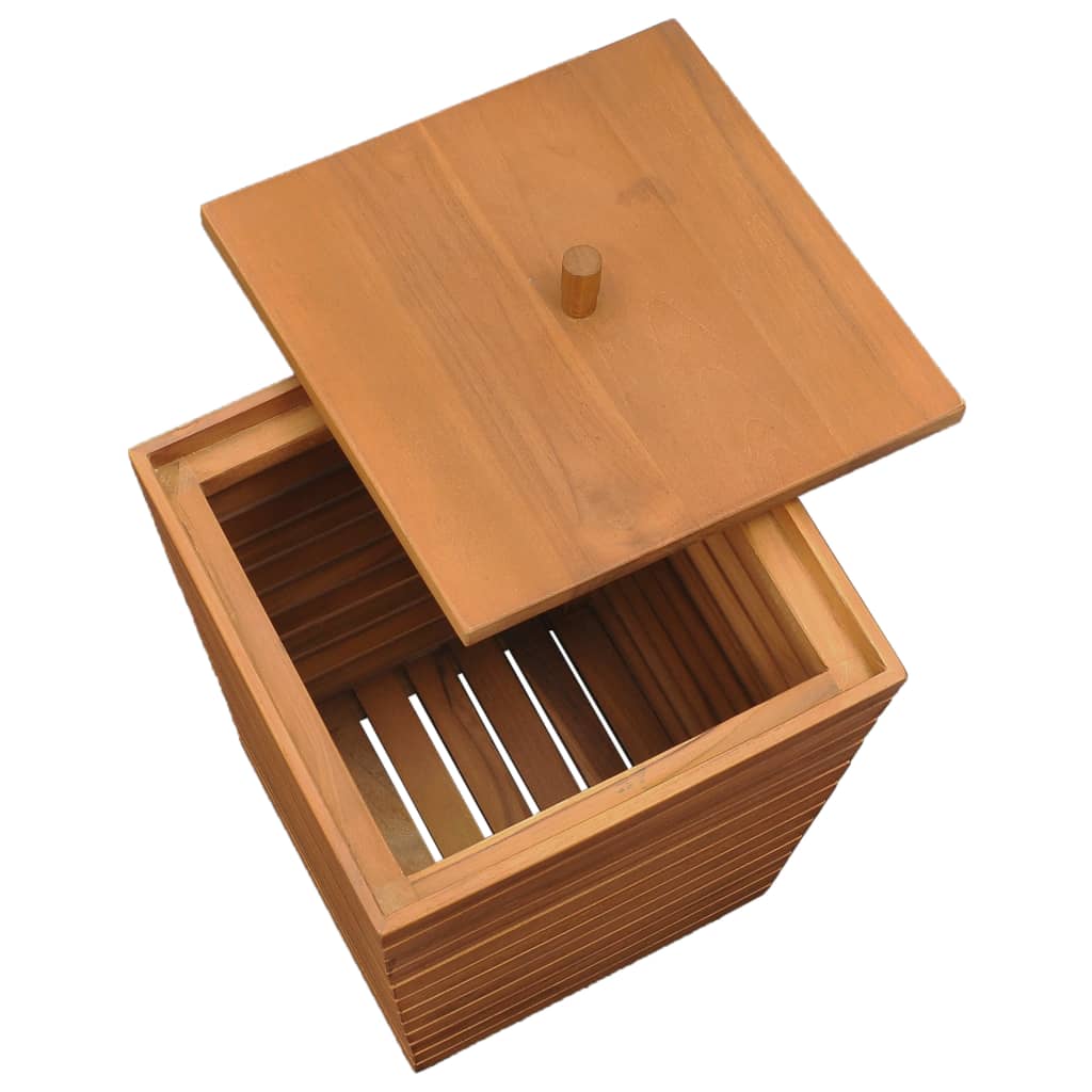 Wäschekorb 30×30×45 cm Teak Massivholz