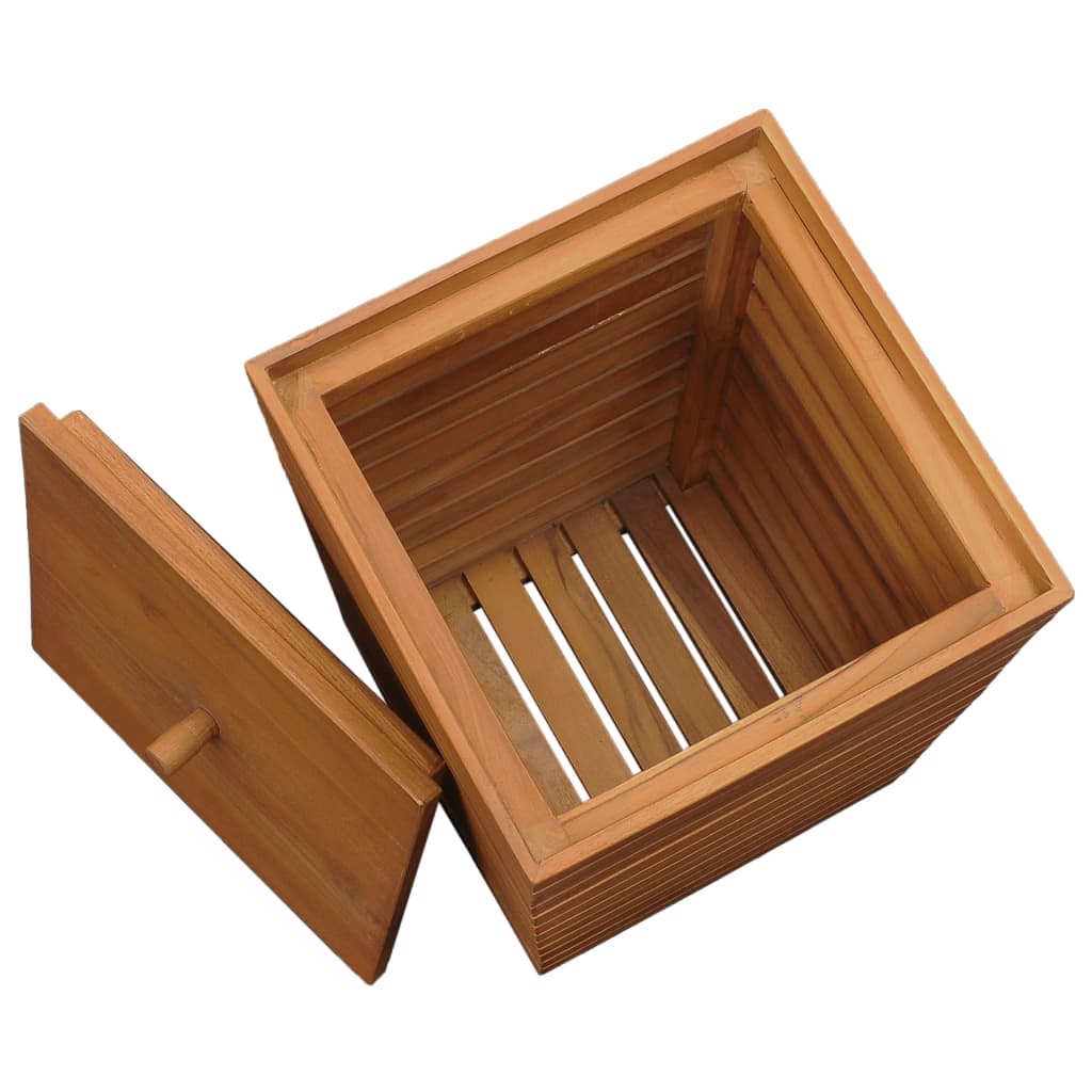 Wäschekorb 30×30×45 cm Teak Massivholz