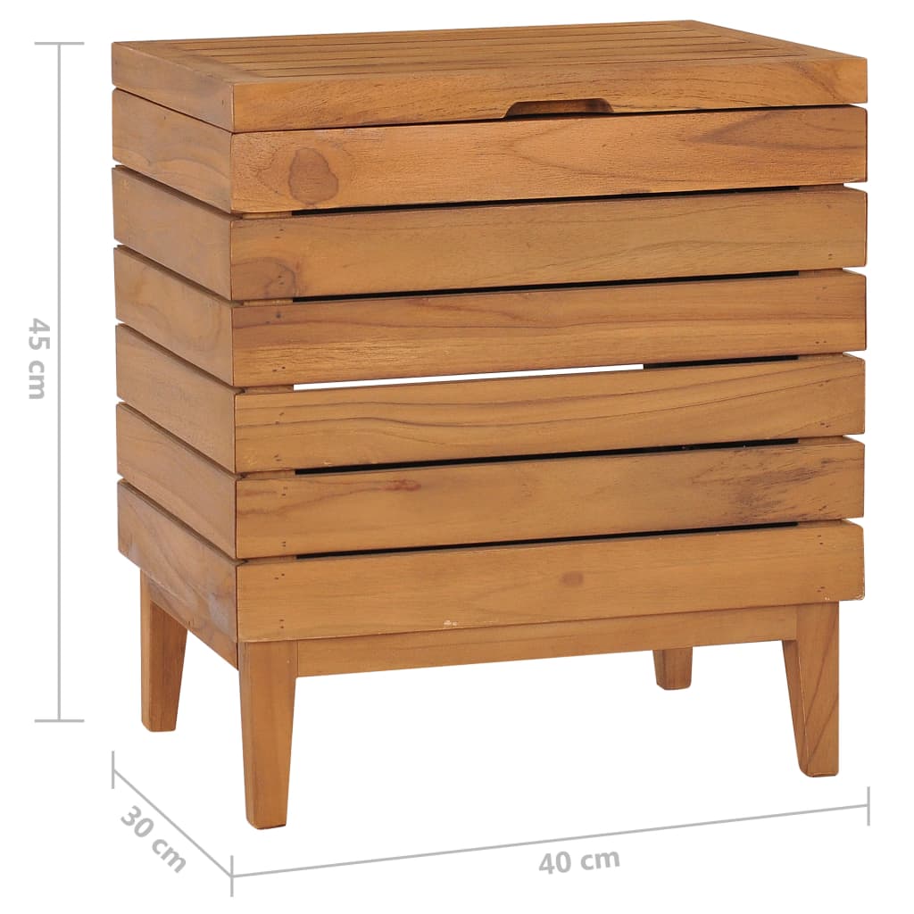 Wäschekorb 40×30×45 cm Teak Massivholz