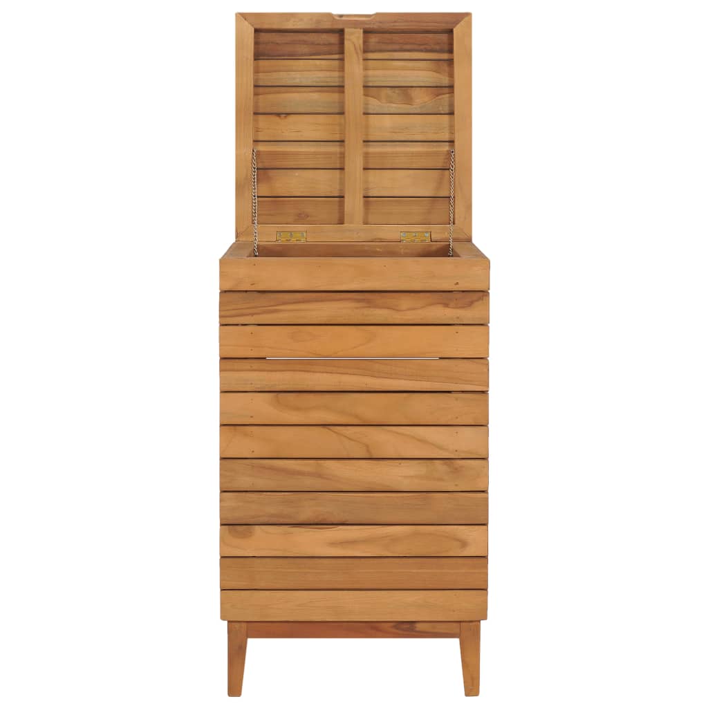 Wäschekorb 40×40×70 cm Teak Massivholz