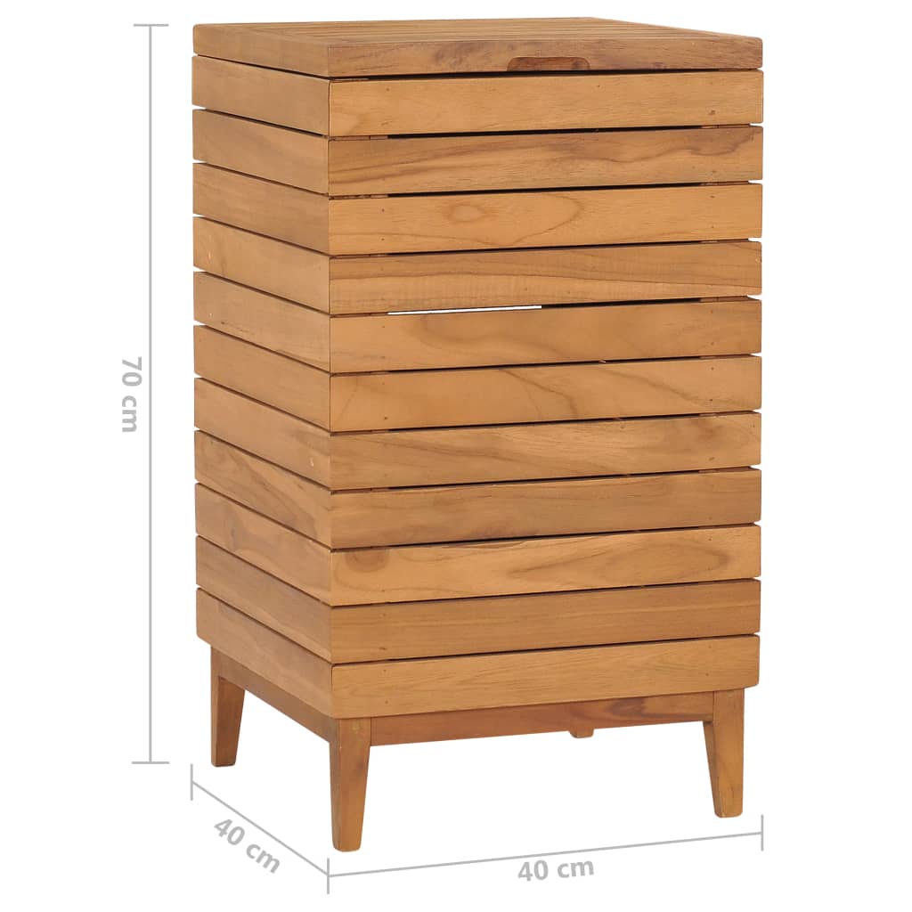 Wäschekorb 40×40×70 cm Teak Massivholz