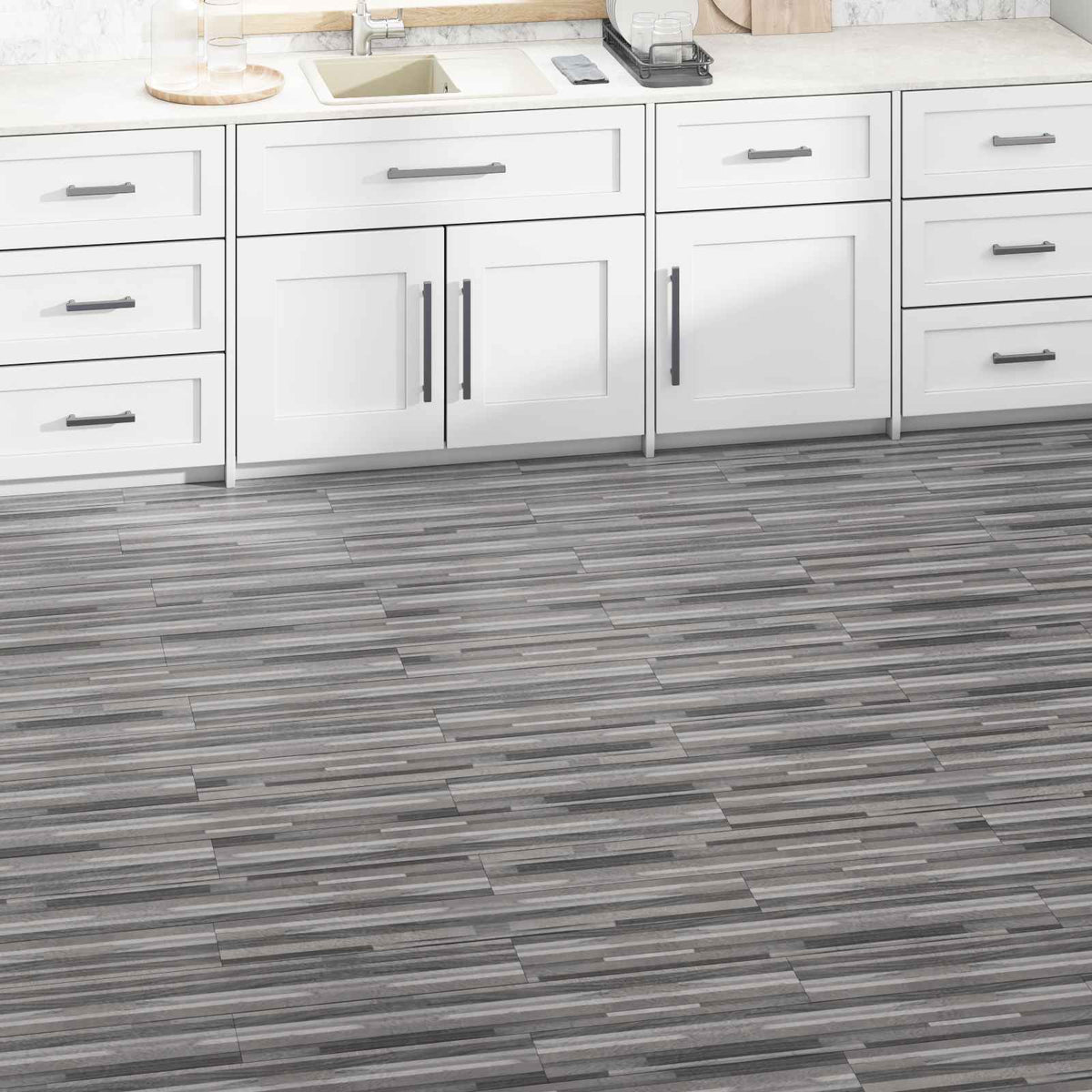 Bodenplanken Gestreiftes Grau 5,02 m² 36 Stk. PVC