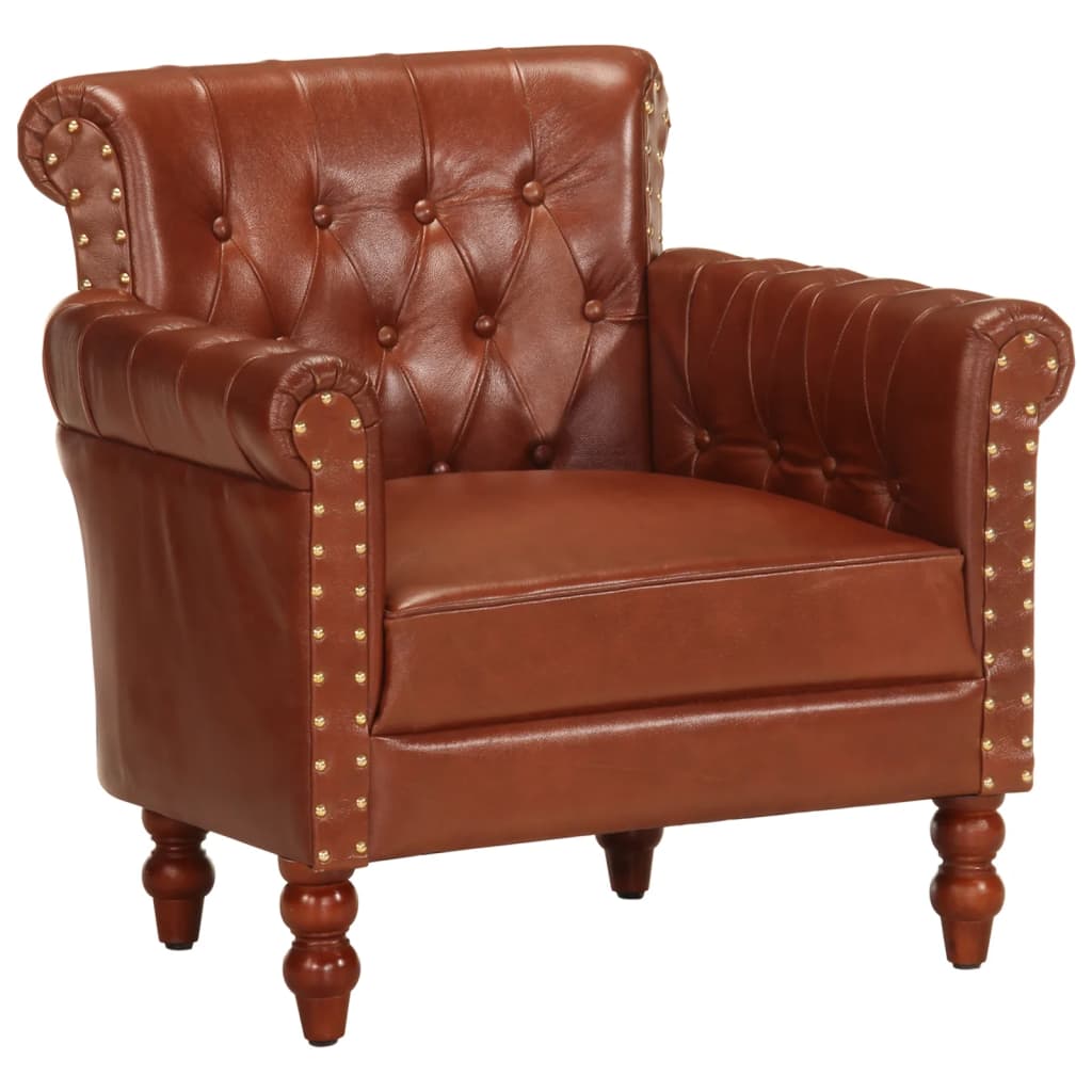Fauteuil en cuir de chèvre véritable marron