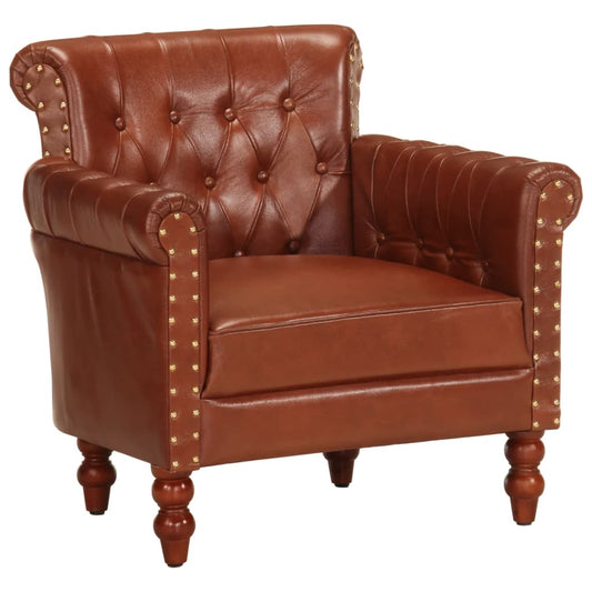 Fauteuil en cuir de chèvre véritable marron