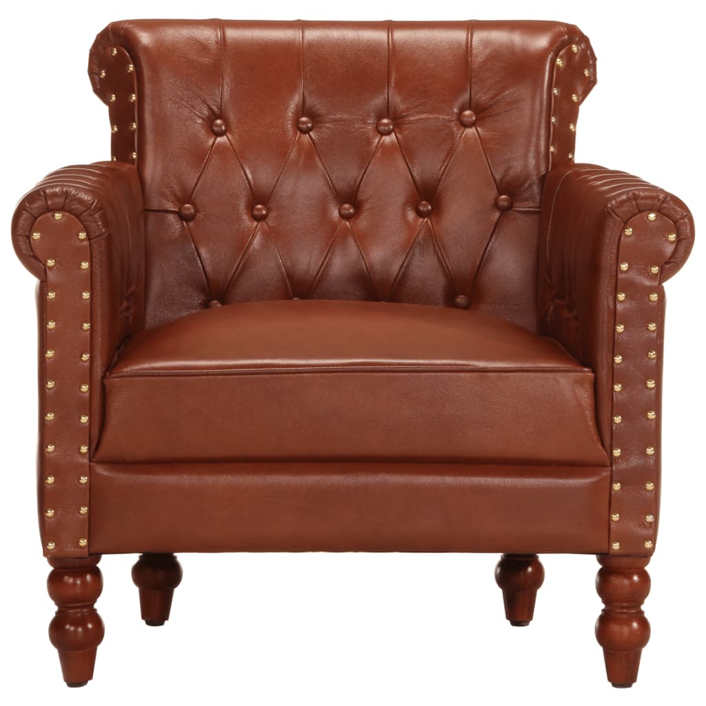 Fauteuil en cuir de chèvre véritable marron