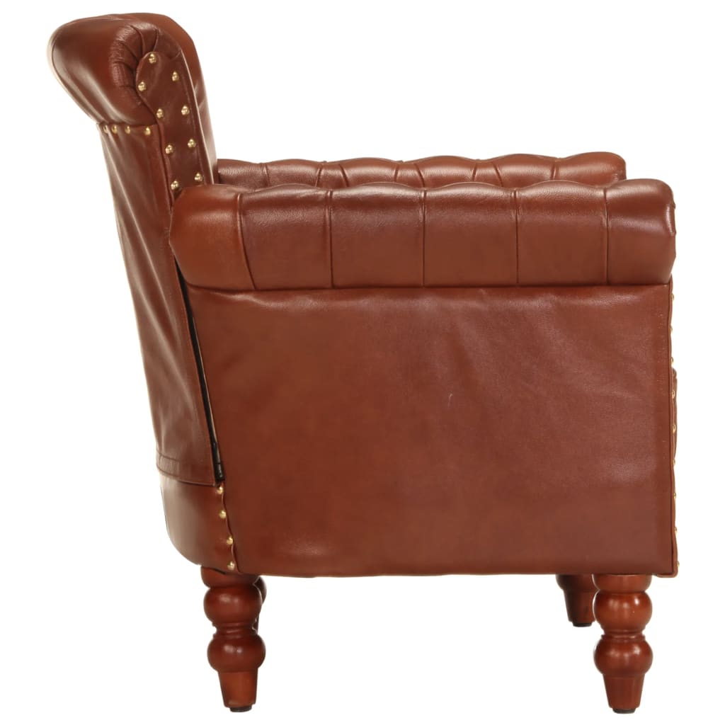 Fauteuil en cuir de chèvre véritable marron