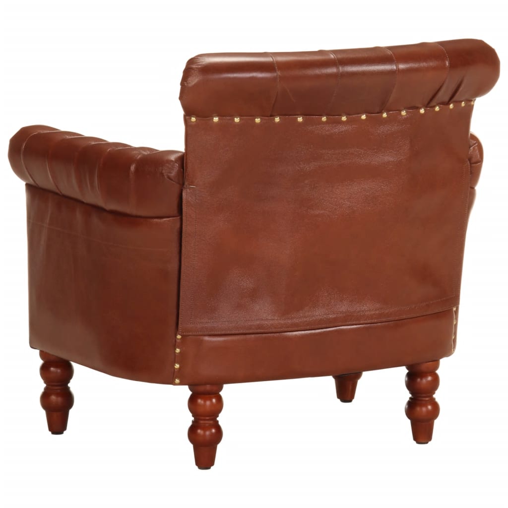 Fauteuil en cuir de chèvre véritable marron