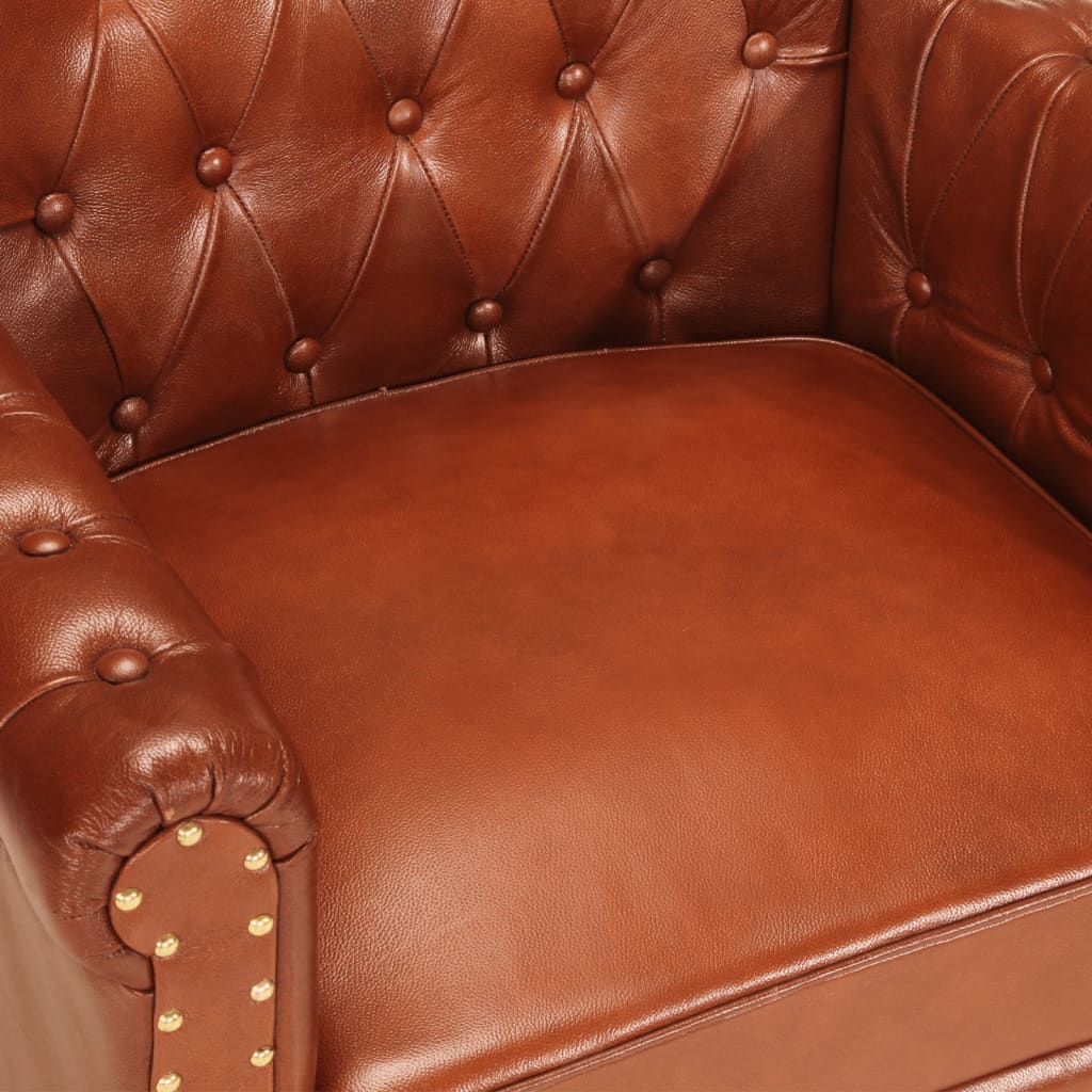 Fauteuil en cuir de chèvre véritable marron