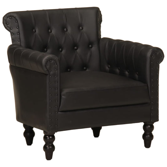 Fauteuil en cuir de chèvre véritable noir