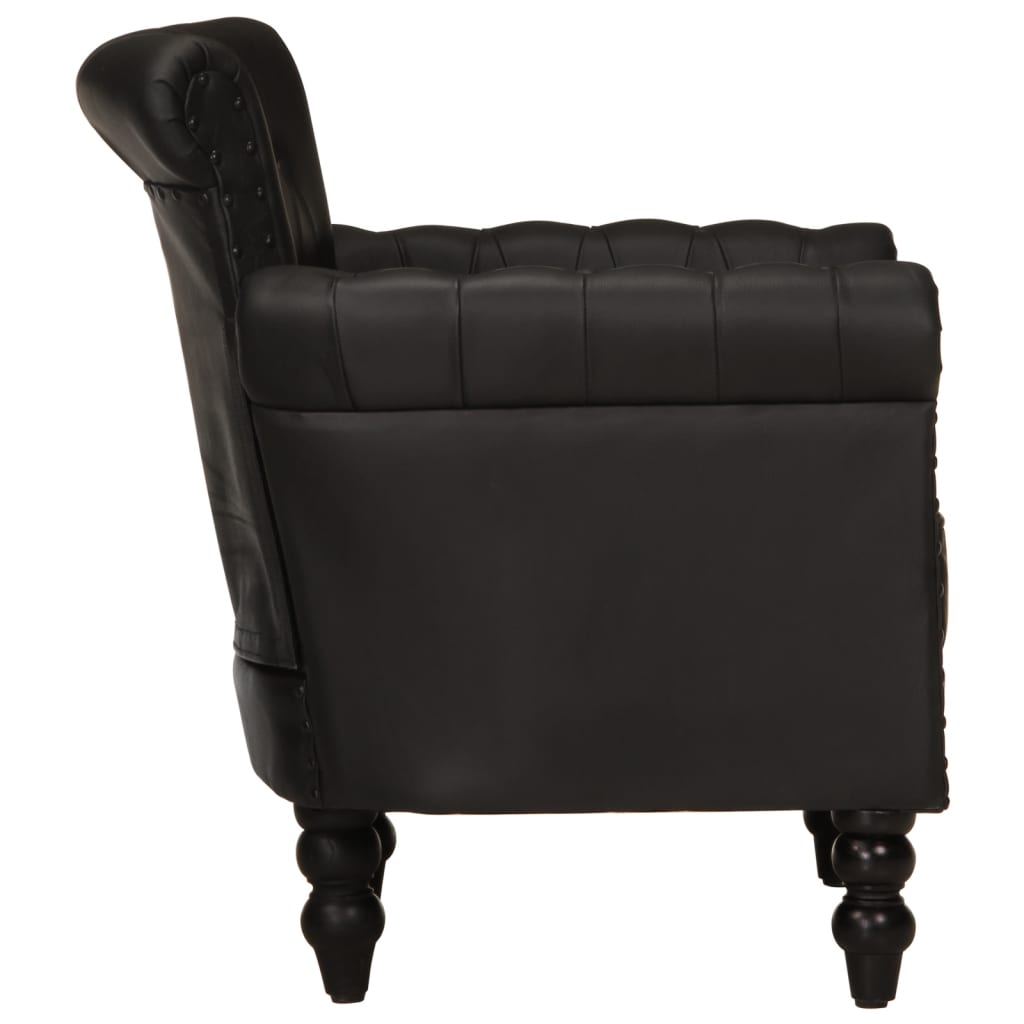 Fauteuil en cuir de chèvre véritable noir