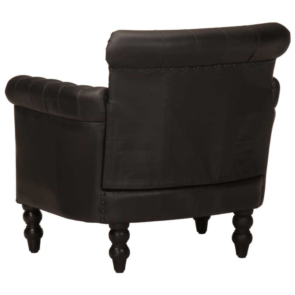 Fauteuil en cuir de chèvre véritable noir