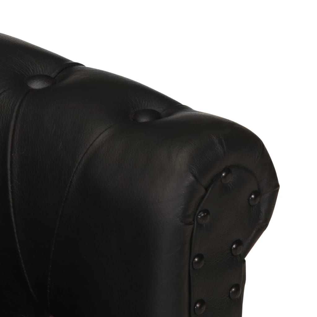 Fauteuil en cuir de chèvre véritable noir