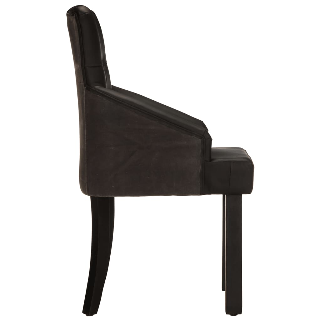 Dining Chairs 2 pcs. Black Genuine Goat Leather