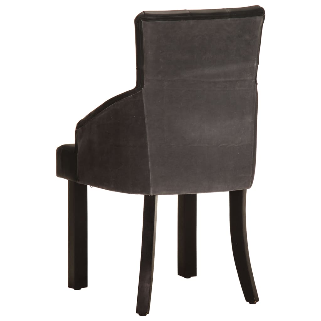Dining Chairs 2 pcs. Black Genuine Goat Leather
