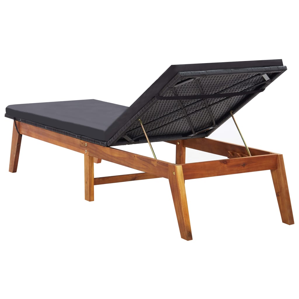 Sonnenliegen 2 Stk. mit Tisch Poly Rattan und Massivholz Akazie