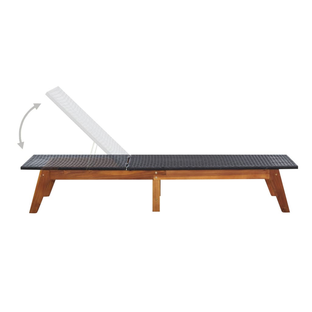 Sonnenliegen 2 Stk. mit Tisch Poly Rattan und Massivholz Akazie
