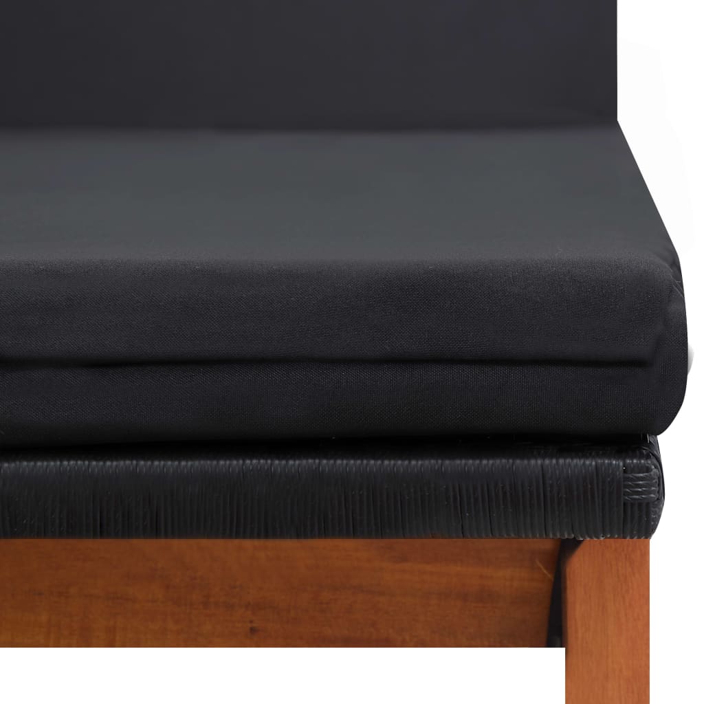 Sonnenliegen 2 Stk. mit Tisch Poly Rattan und Massivholz Akazie