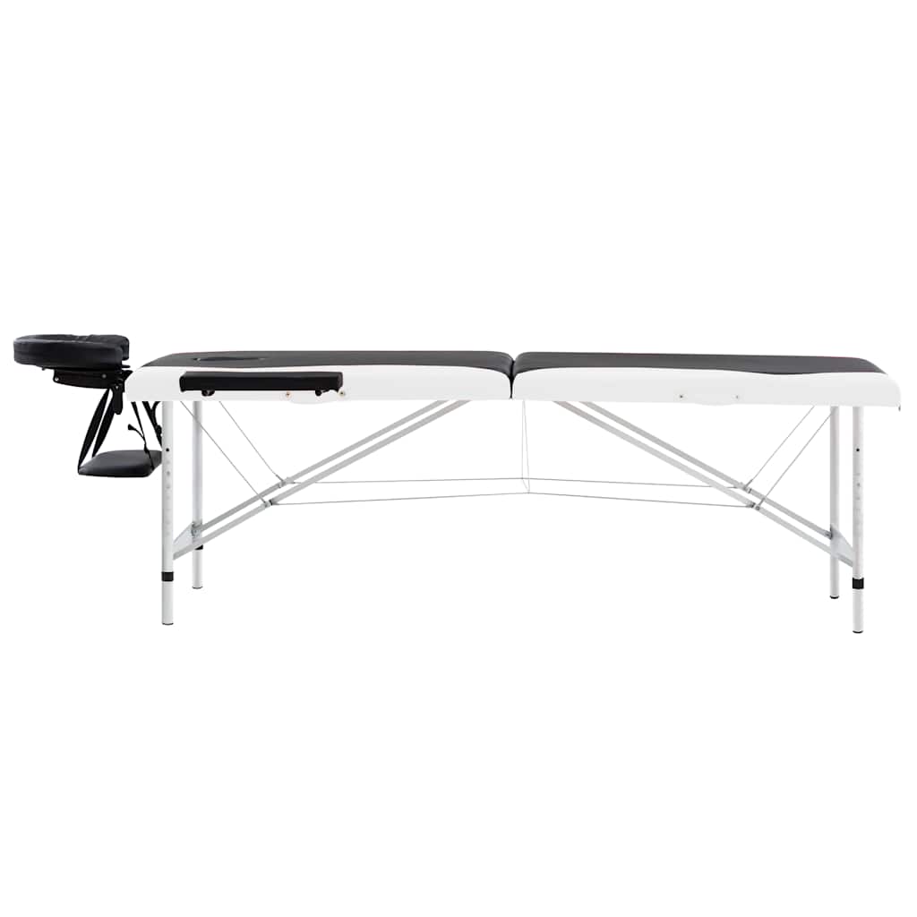 Massageliege Klappbar 2-Zonen Aluminiumgestell Schwarz und Weiß