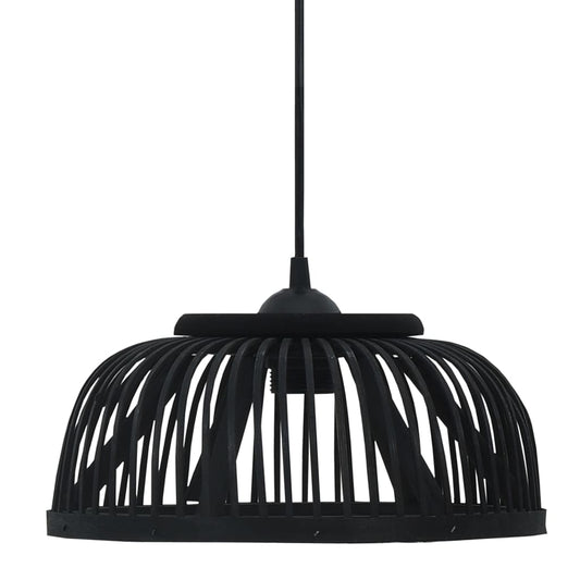 Pendelleuchte Schwarz Bambus 40W 34x14,5 cm Halbrund E27