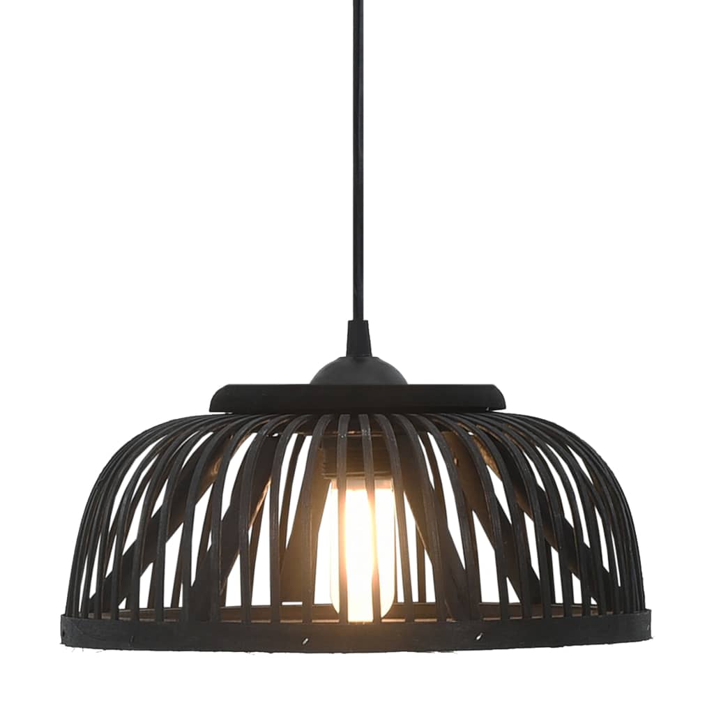 Pendelleuchte Schwarz Bambus 40W 34x14,5 cm Halbrund E27