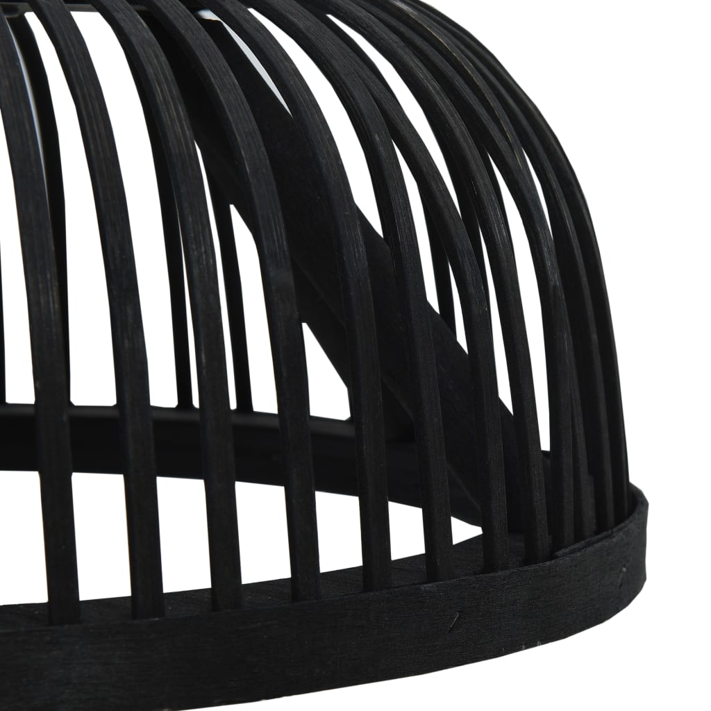 Pendelleuchte Schwarz Bambus 40W 34x14,5 cm Halbrund E27