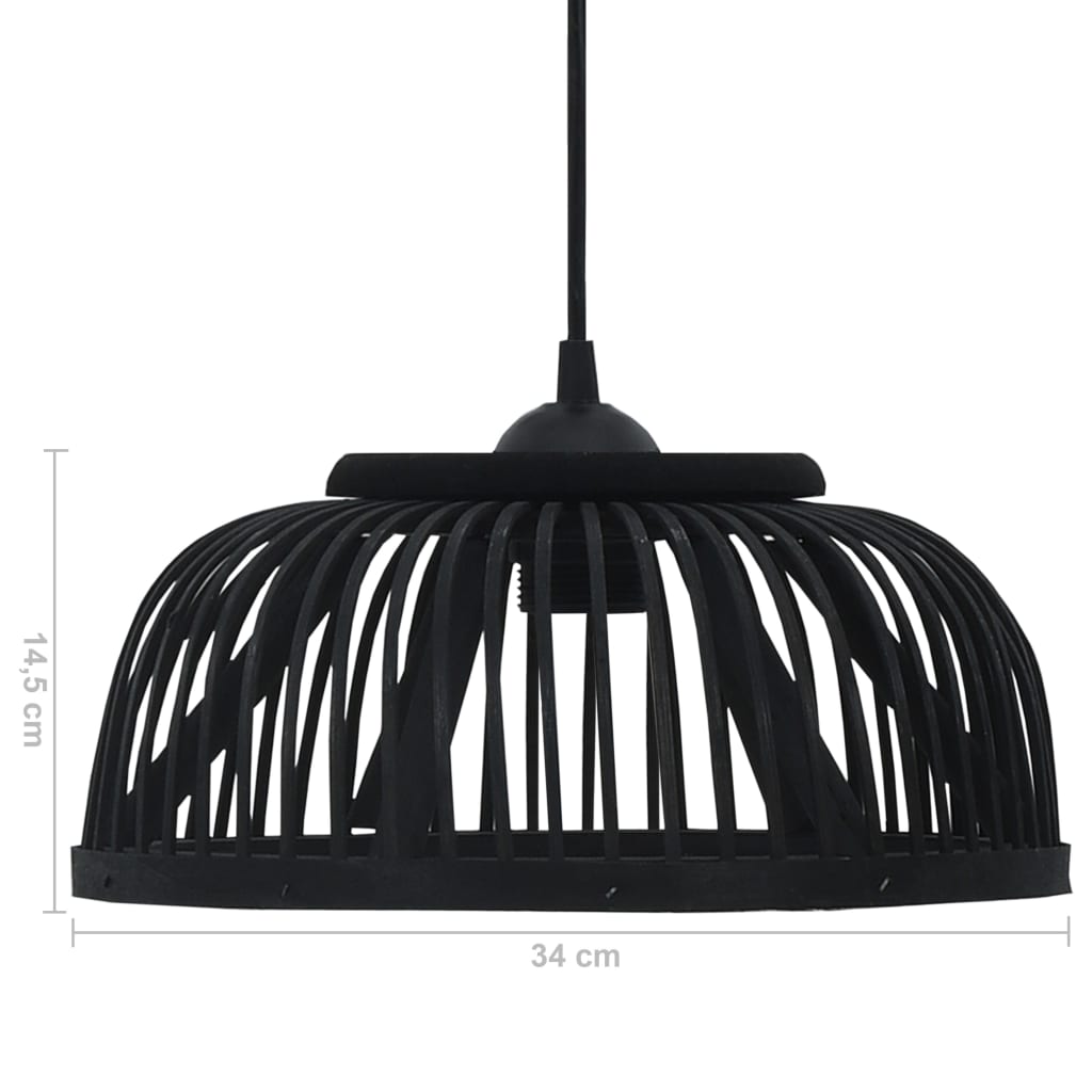 Pendelleuchte Schwarz Bambus 40W 34x14,5 cm Halbrund E27