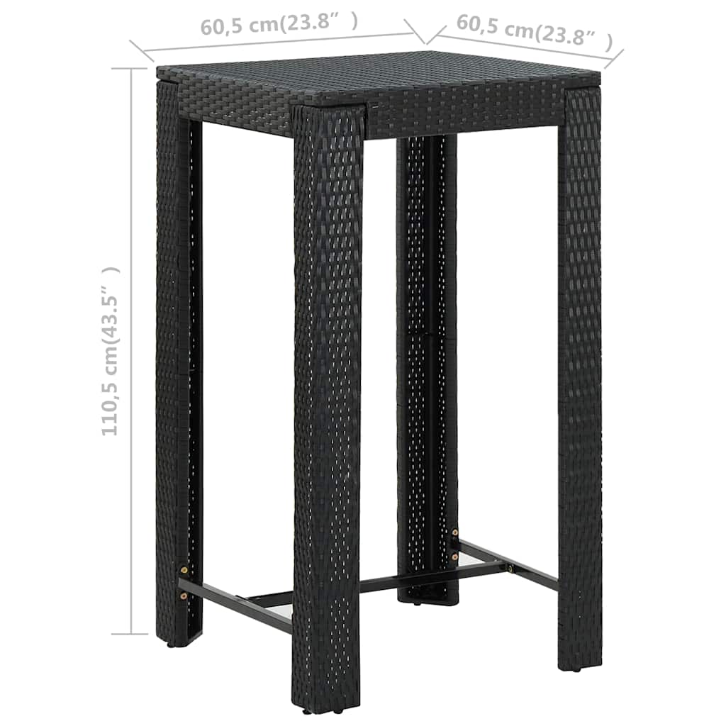 Garten-Bartisch Schwarz 60,5x60,5x110,5 cm Poly Rattan