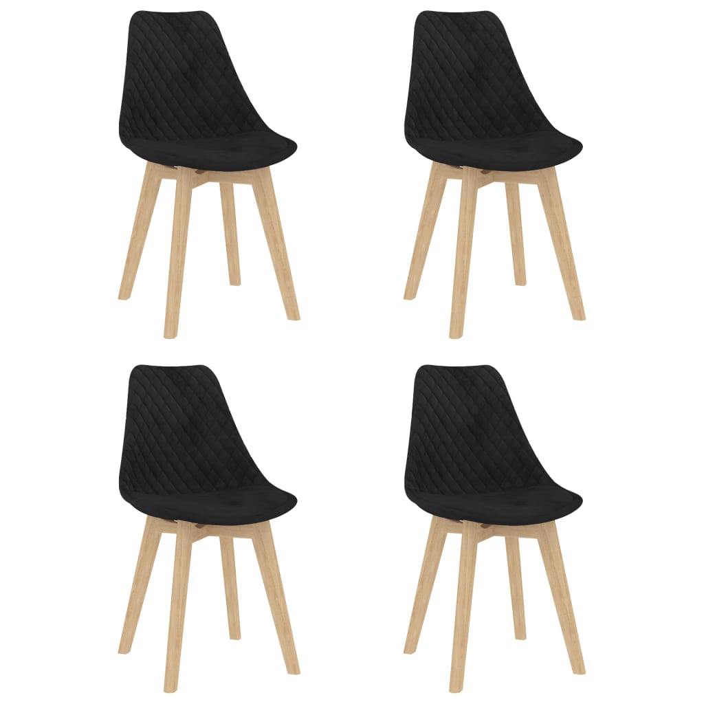 Esszimmerstühle 4 Stk. Schwarz Samt