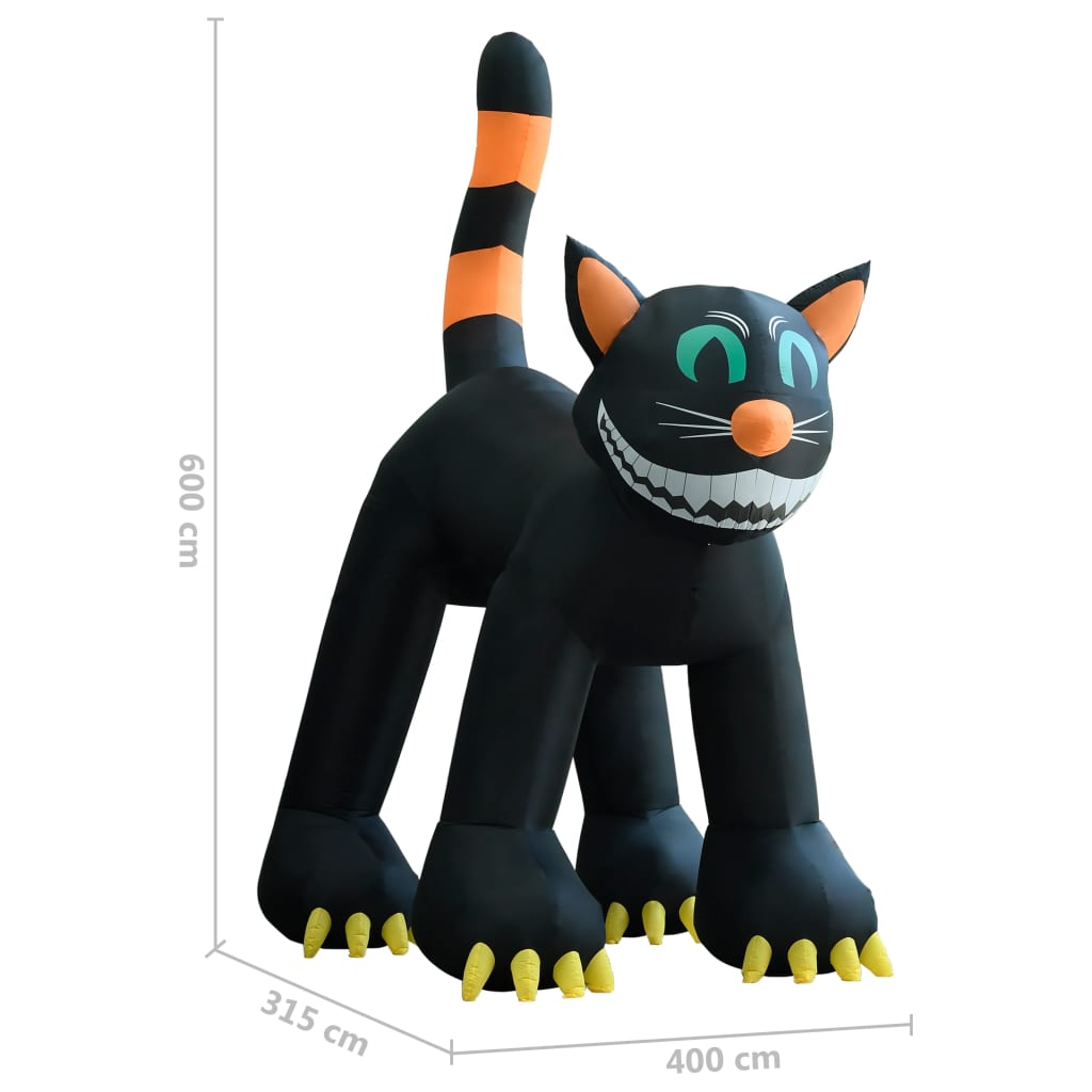 Halloween Aufblasbare Schwarze Katze mit LED XXL 6 m