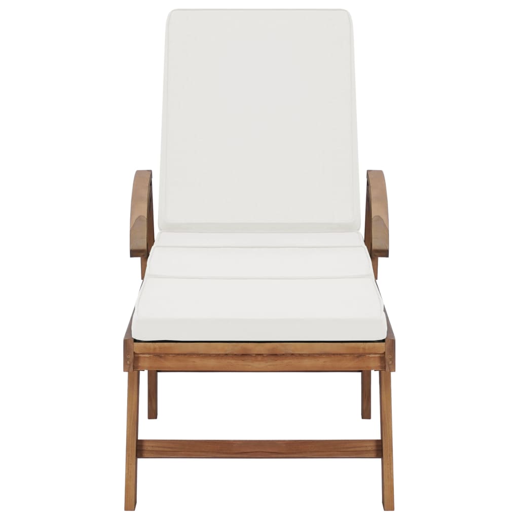 Sun loungers with cushions 2 pcs. Solid teak wood cream