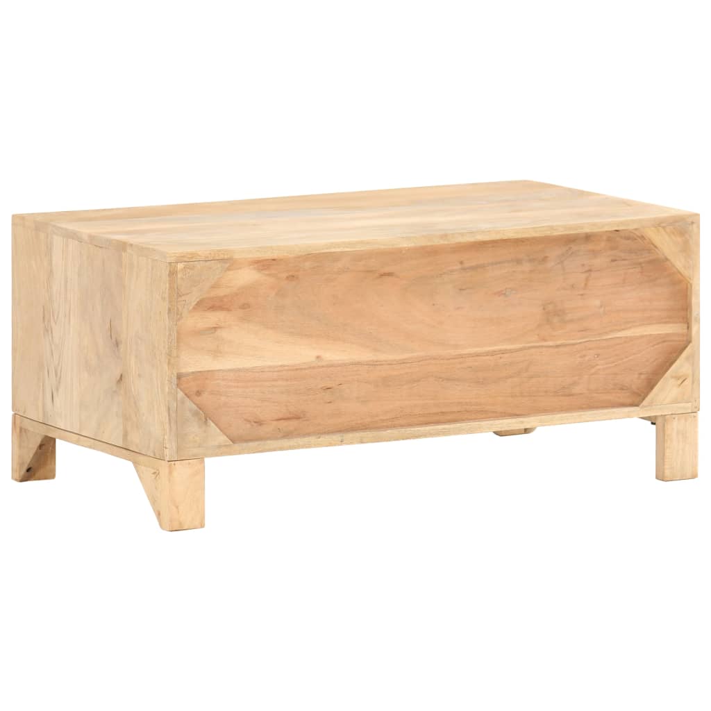 Couchtisch 90x50x40 cm Mango Massivholz und Rohrgeflecht