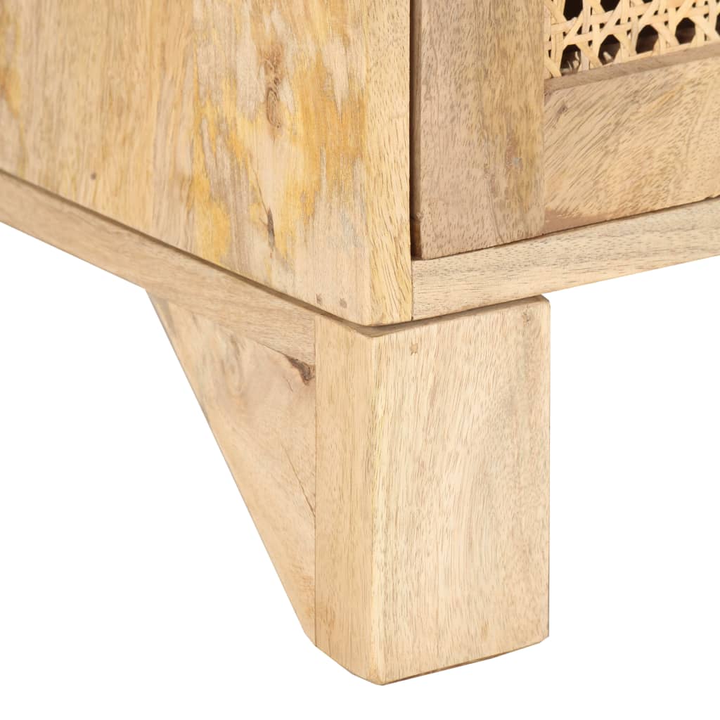 Couchtisch 90x50x40 cm Mango Massivholz und Rohrgeflecht