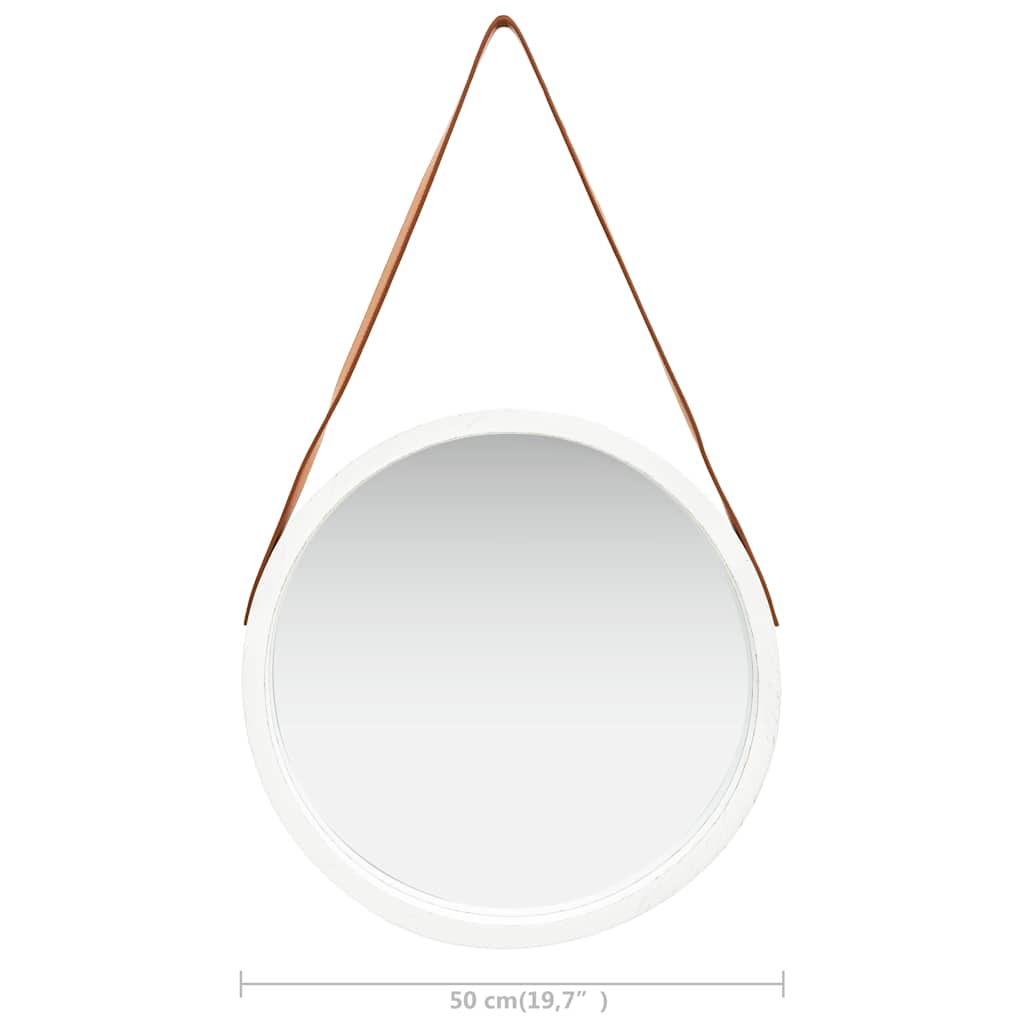 Wandspiegel mit Gürtel 50 cm Weiß