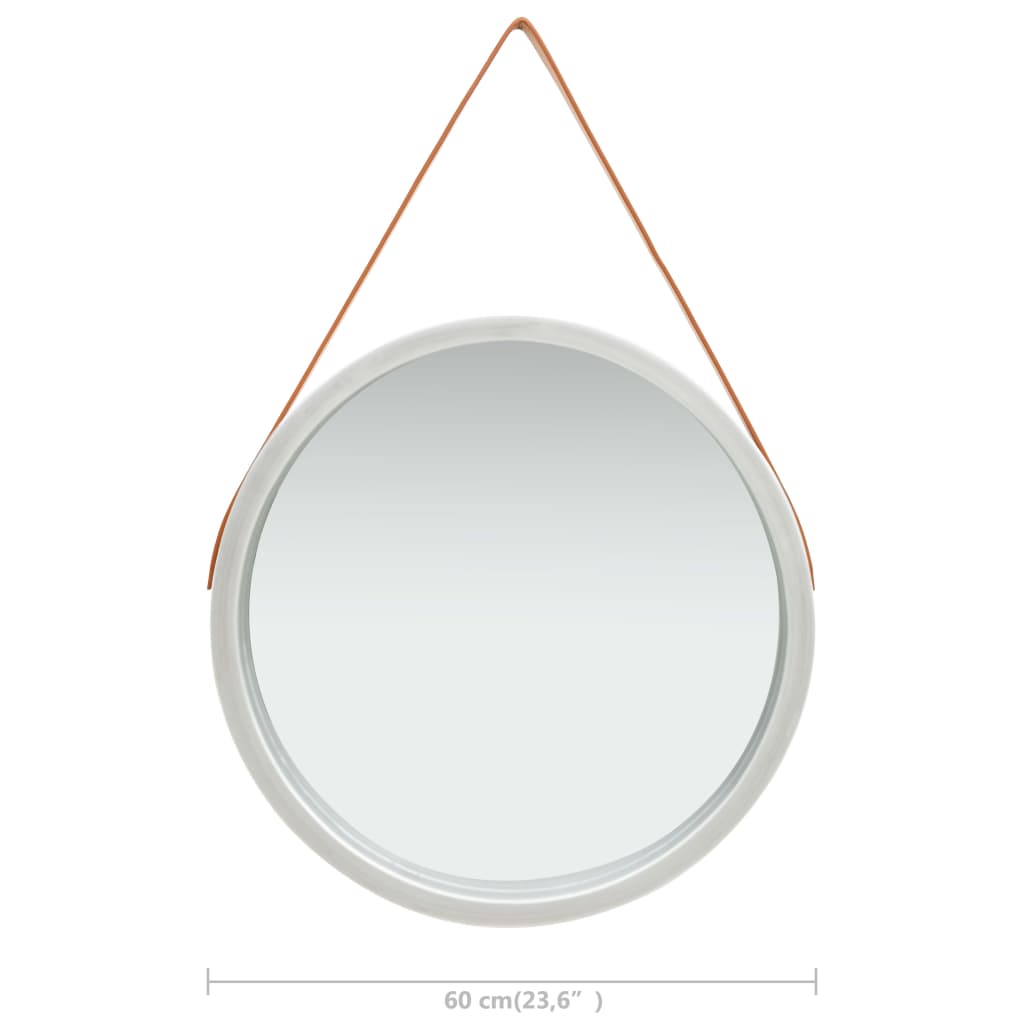 Wandspiegel mit Gürtel 60 cm Silbern