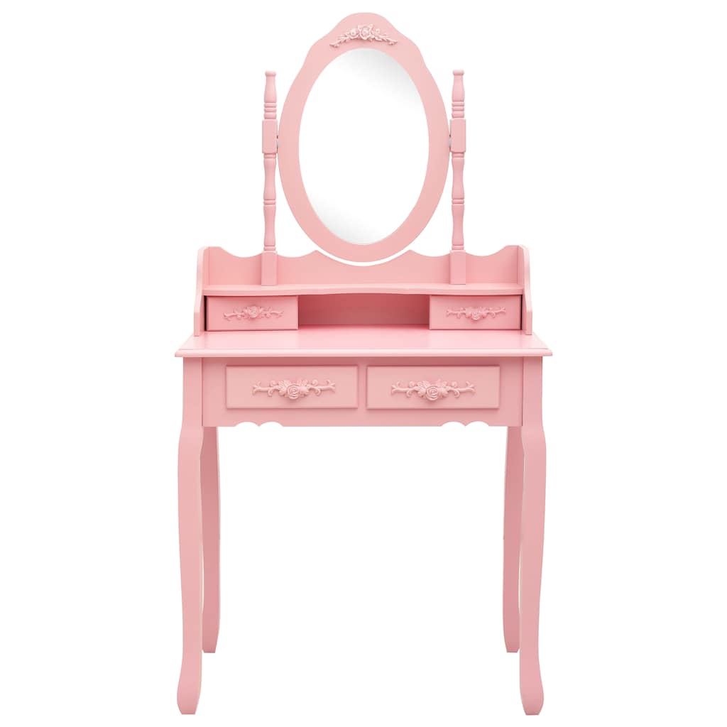 Schminktisch-Set mit Hocker Rosa 75x69x140 cm Paulownia-Holz