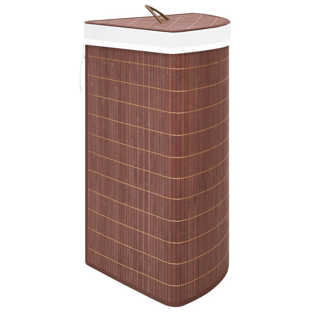 Eck-Wäschekorb Bambus Braun 60 L