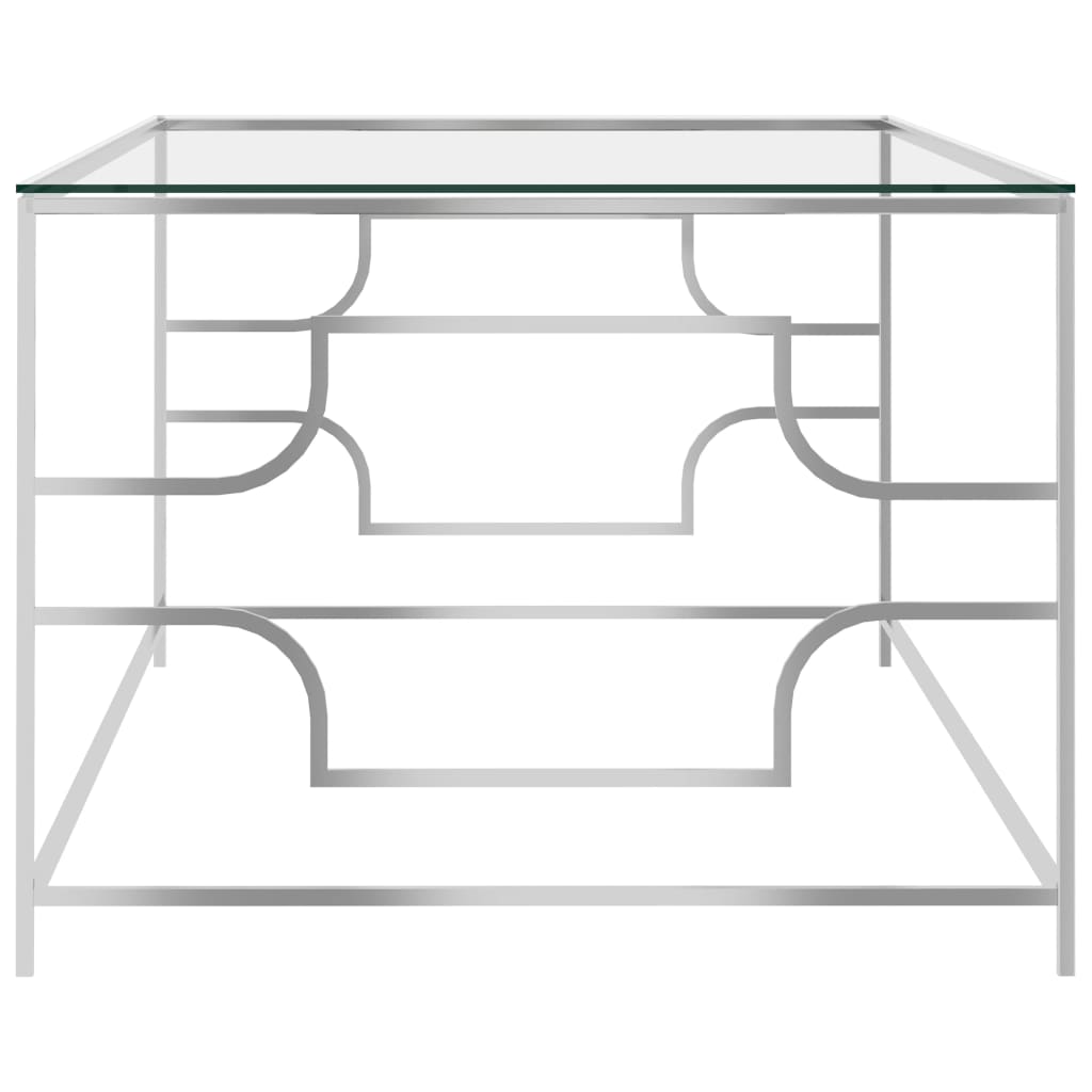 Couchtisch Silbern 120x60x45 cm Edelstahl und Glas