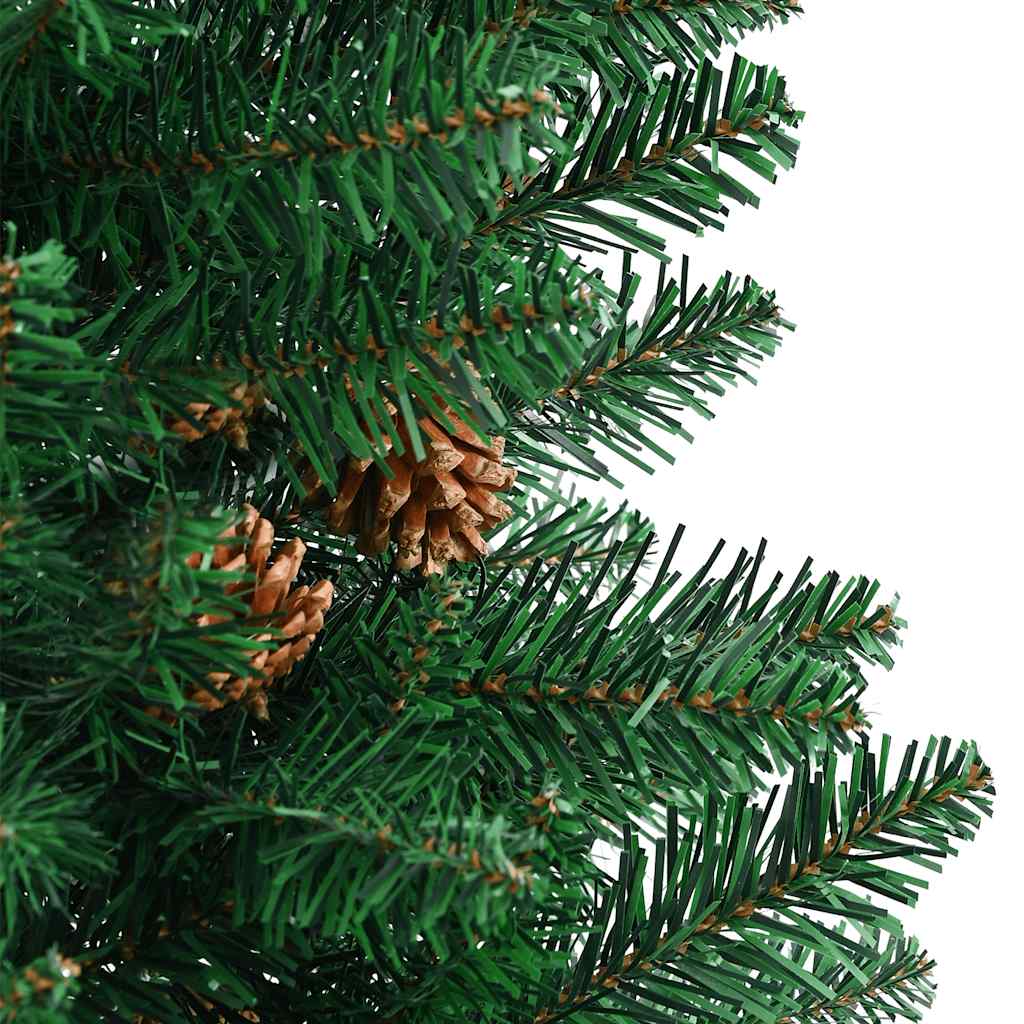 Weihnachtsbaum Schlank mit Echtholz und Zapfen Grün 180 cm PVC