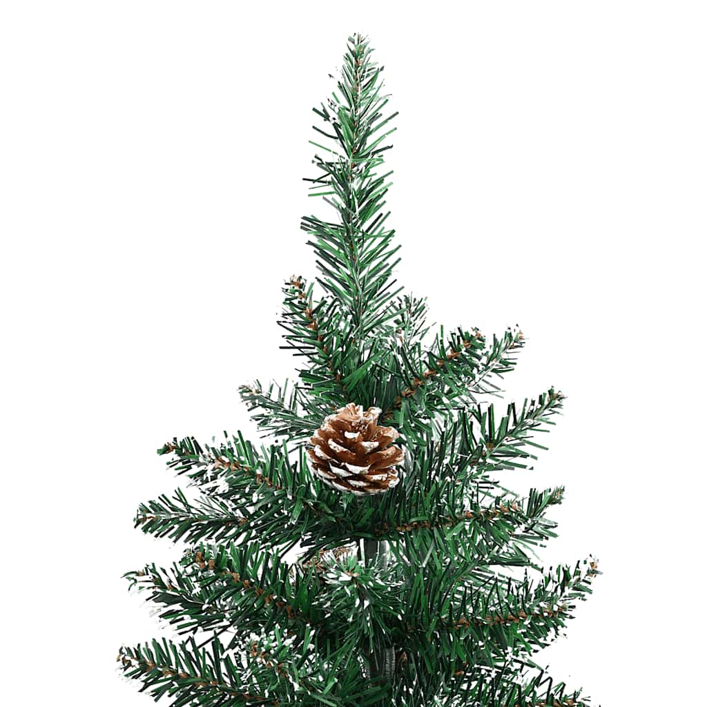 Weihnachtsbaum Schlank mit Echtholz und Schnee Grün 180 cm
