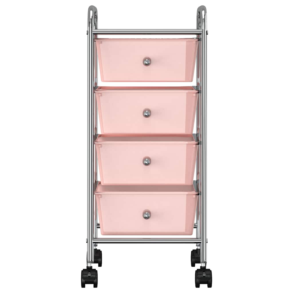 Schubladenwagen mit 4 Schubladen Rosa Kunststoff