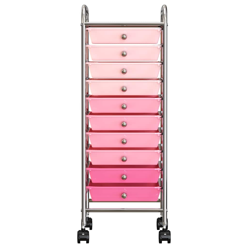 Schubladenwagen mit 10 Schubladen Ombre Rosa Kunststoff