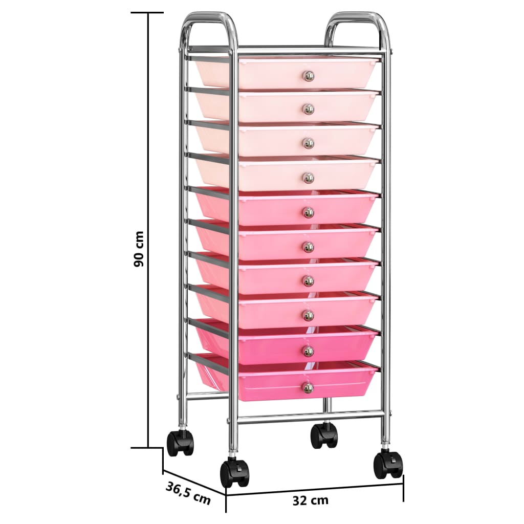 Schubladenwagen mit 10 Schubladen Ombre Rosa Kunststoff