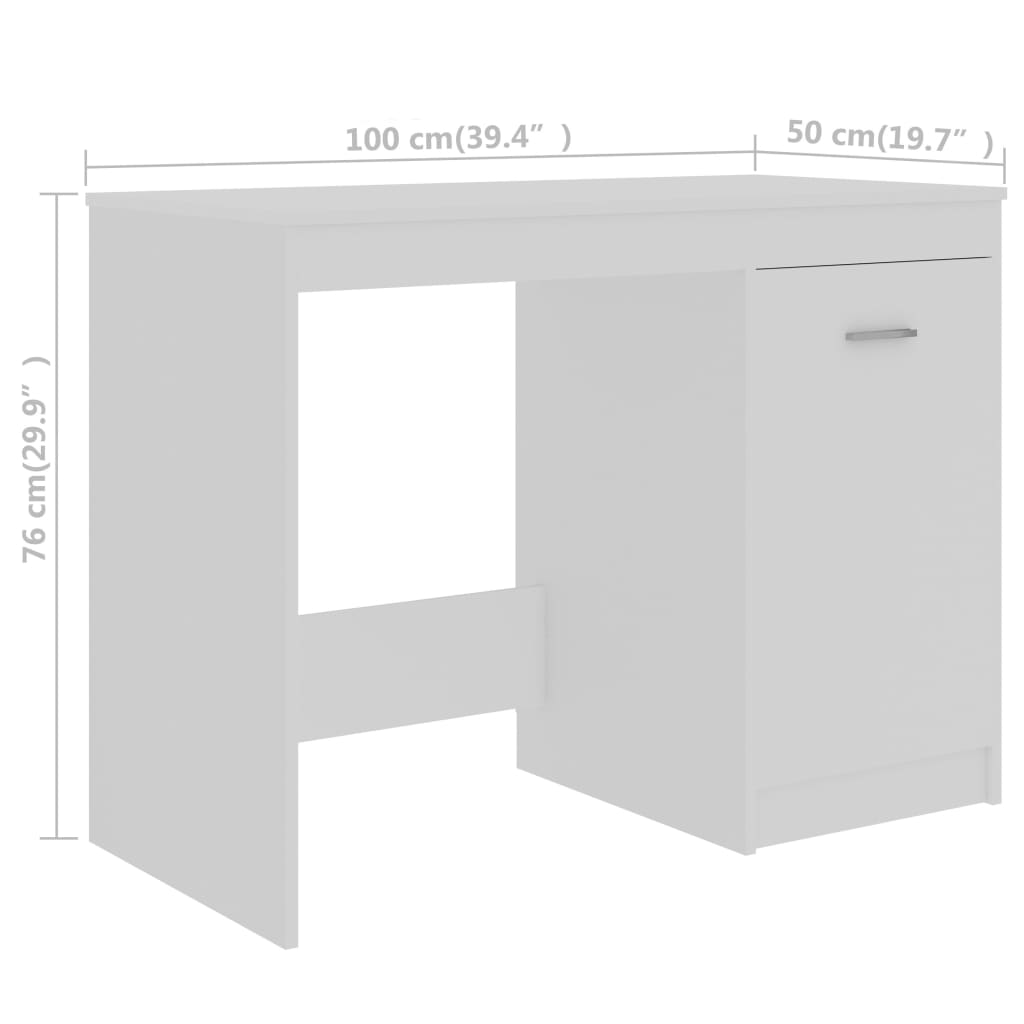 Bureau blanc 140x50x76 cm en matériau à base de bois