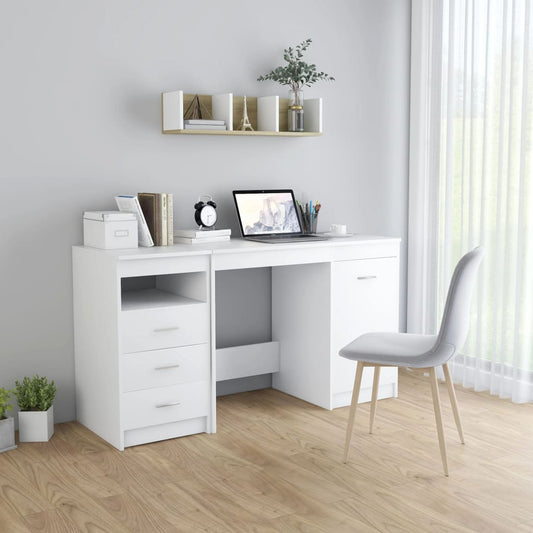 Bureau blanc 140x50x76 cm en matériau à base de bois