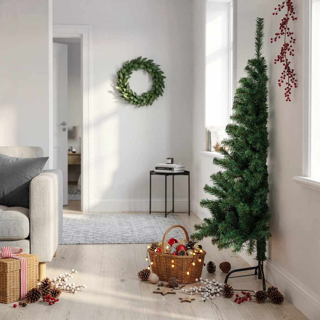 Künstlicher Halb-Weihnachtsbaum mit Ständer Grün 150 cm PVC