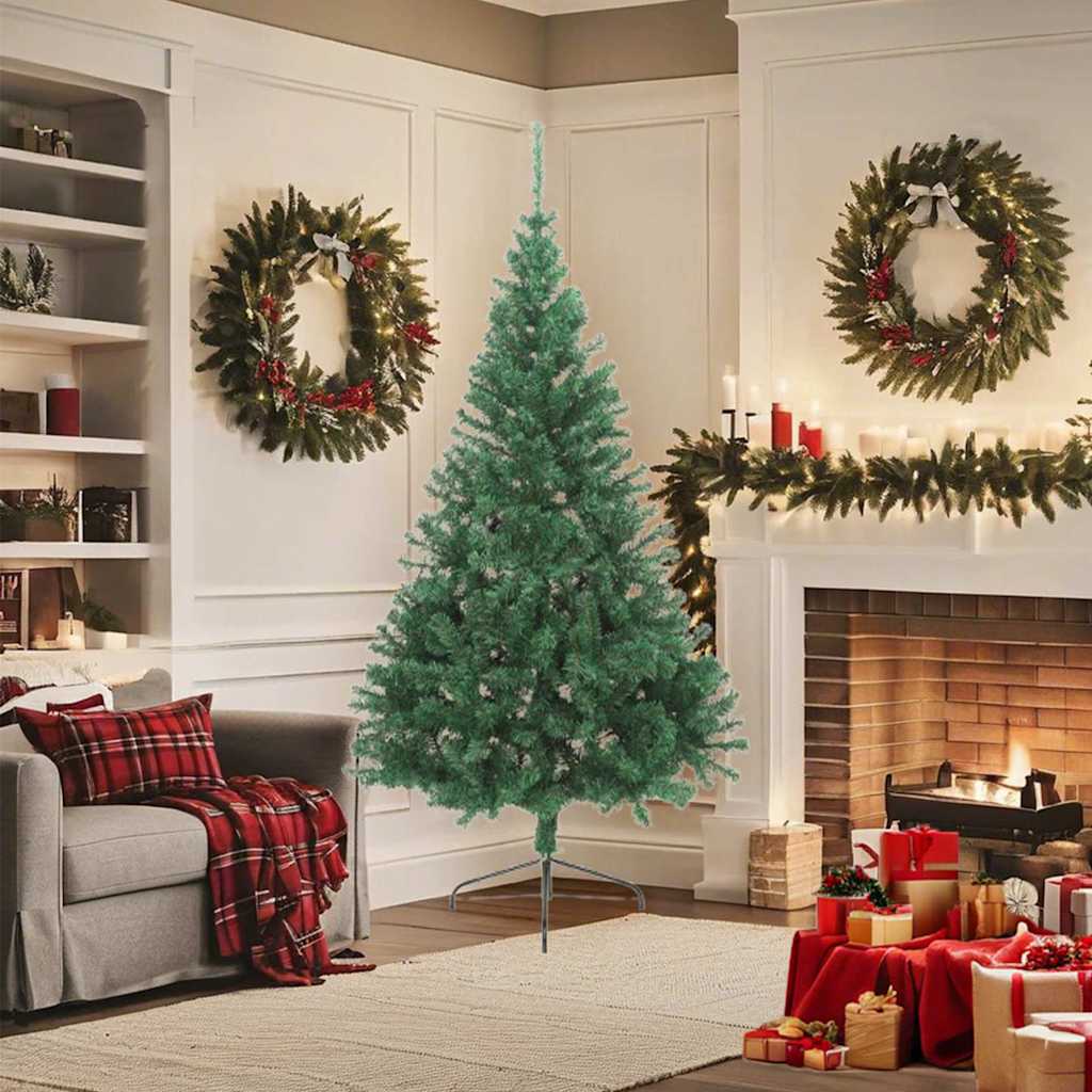 Künstlicher Halb-Weihnachtsbaum mit Ständer Grün 180 cm PVC