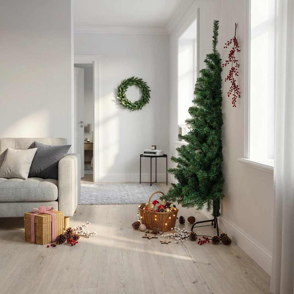 Künstlicher Halb-Weihnachtsbaum mit Ständer Grün 180 cm PVC
