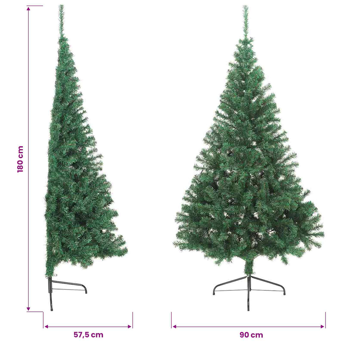 Künstlicher Halb-Weihnachtsbaum mit Ständer Grün 180 cm PVC