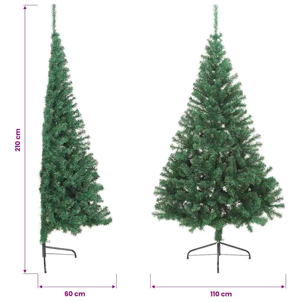 Künstlicher Halb-Weihnachtsbaum mit Ständer Grün 210 cm PVC