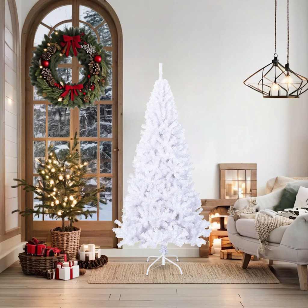 Künstlicher Weihnachtsbaum mit Dicken Zweigen Weiß 180 cm PVC